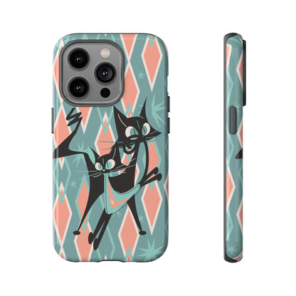 Mid Mod Atomic Cat Kitschy Retro Chic Samsung, Smart Phone Tough Cases