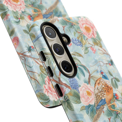 Chinoiserie Designed Floral Pheasant Phone Case with Bird Design