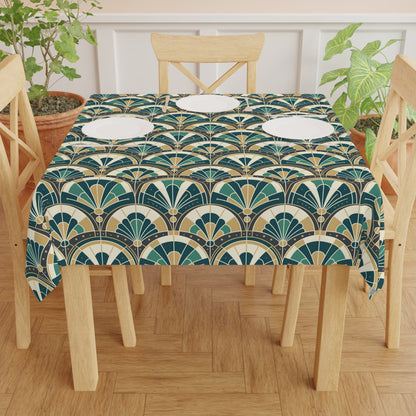 Art Deco Peacock Inspired Tablecloth - Mid Century Modern Gal