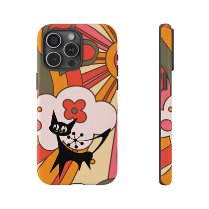 Atomic Cat, Retro Sunburst, Groovy Mod Smart Phone Tough Phone Cases