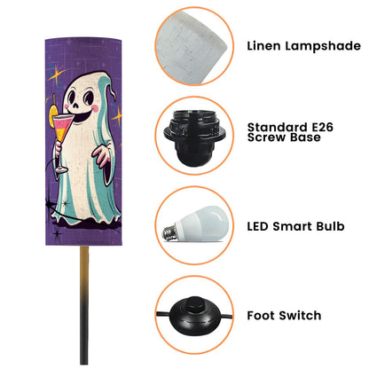 Retro Kitsch Ghost And Cocktail Hour, Mid Century Modern, Purple Aqua Starbursts, Floor Lamp - Mid Century Modern Gal