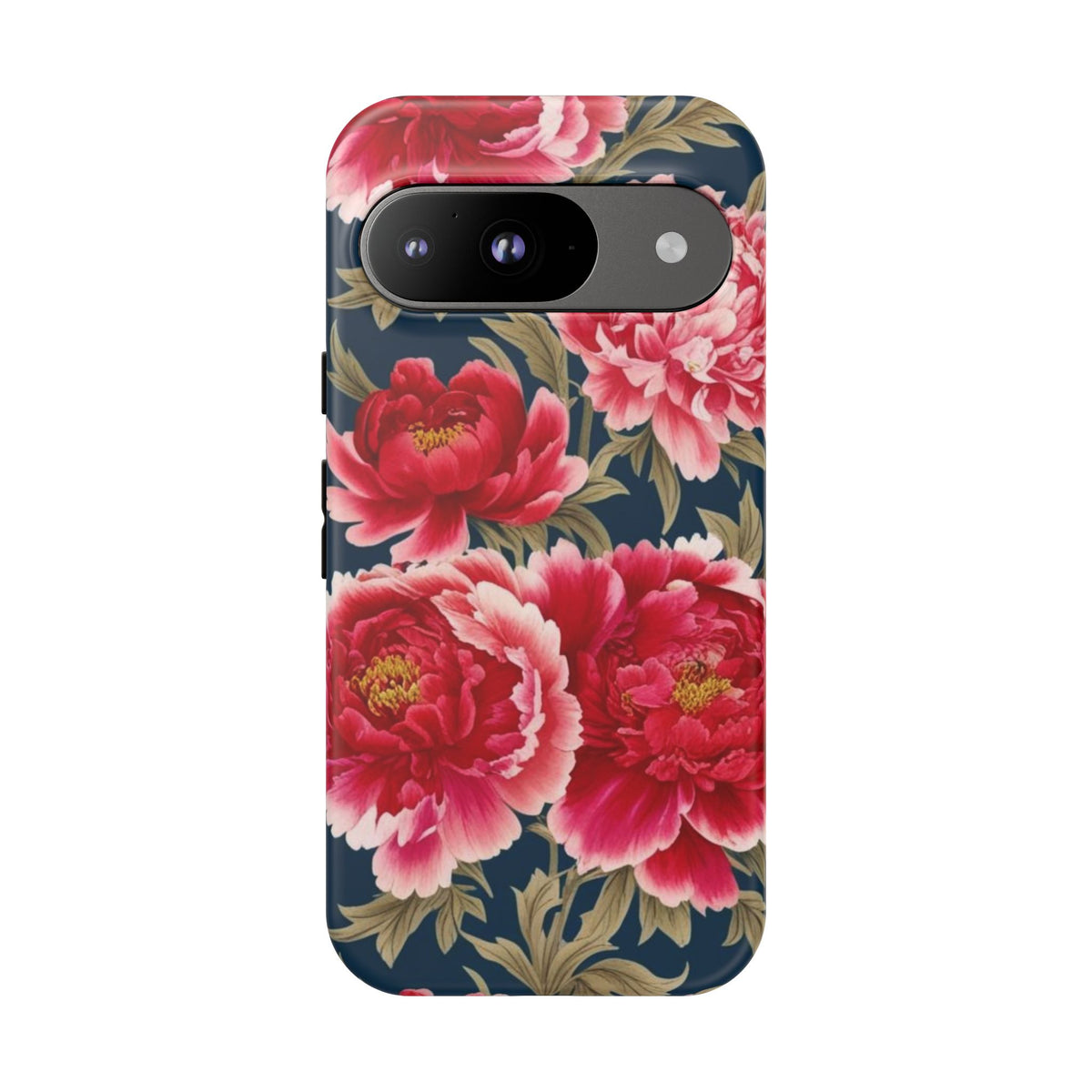 Chinoiserie Royal Blue Pink, Red Roses And Peony Floral Tough Phone Case