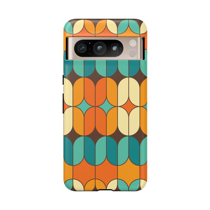 Mid Century Modern Orange, Teal Geometric Mod Designed Tough Phone Case