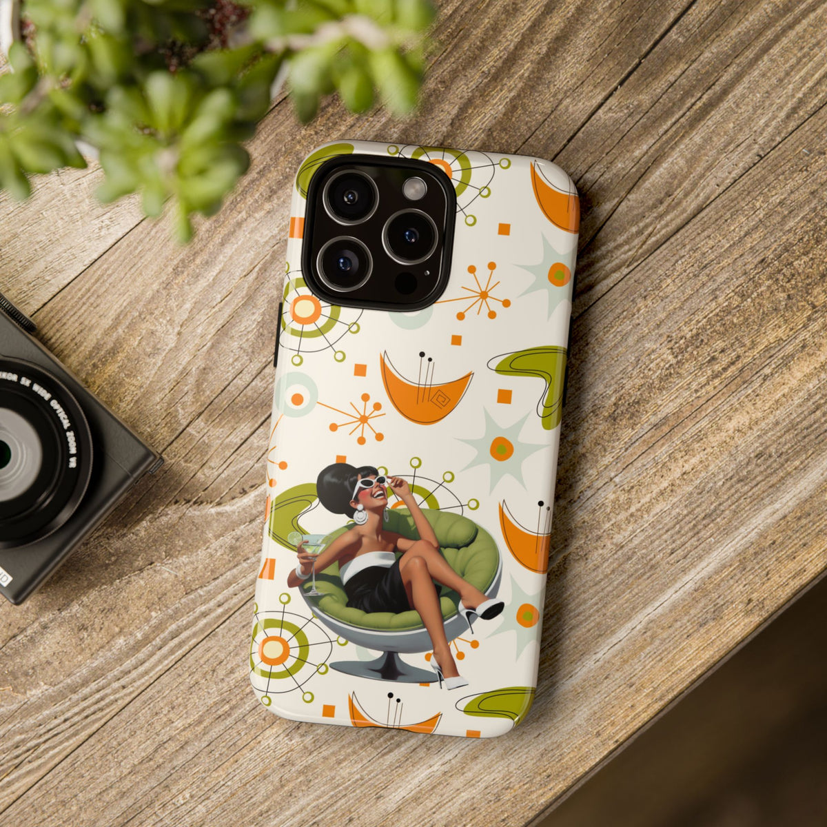 Mid Century Modern Atomic Starburst Mid Mod 60s Gal Retro Chic Tough Phone Case with Vintage Glamour Design