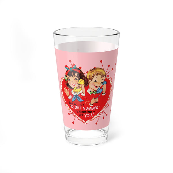 Vintage Valentine Mixing Glass - 16oz Cocktail Glass with Heart Design