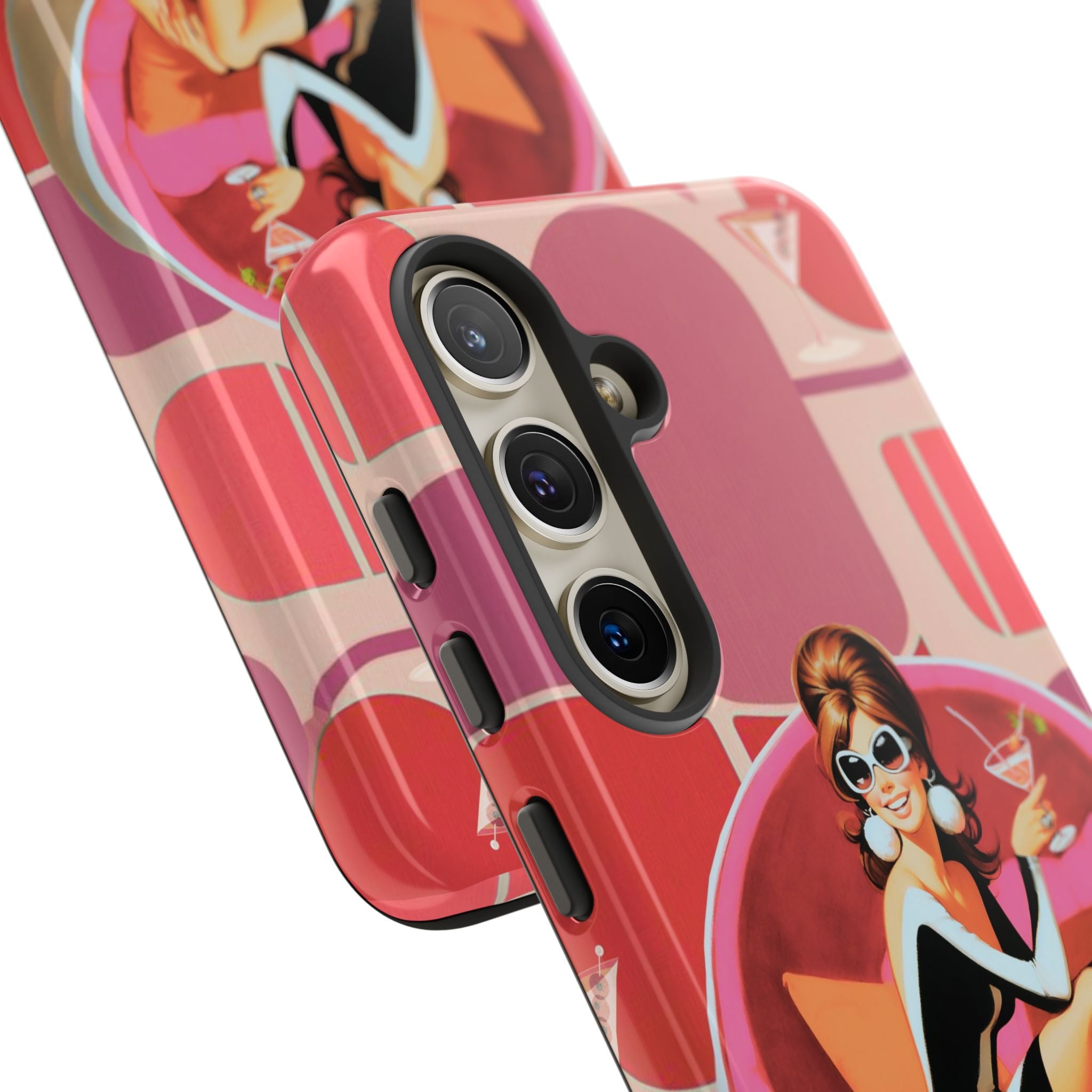 Mid Mod 60s Mod Gal, Kick Back Enjoy, Retro Chic Phone Case with Cocktail Design