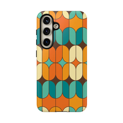 Mid Century Modern Orange, Teal Geometric Mod Designed Tough Phone Case