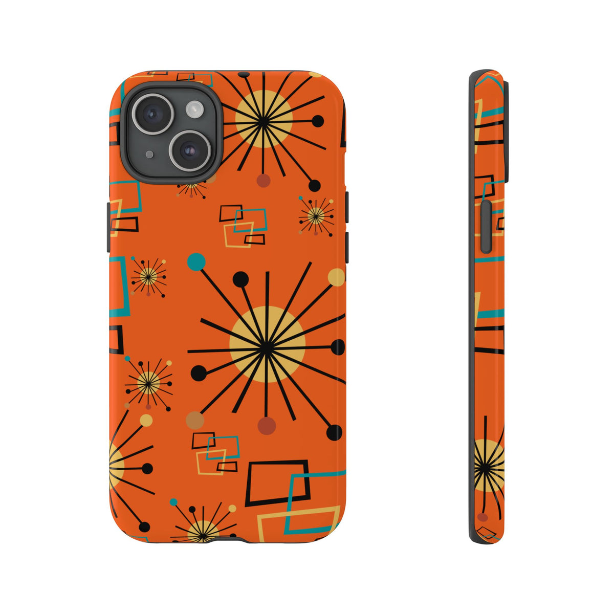 Mid Century Modern Sinatra Orange, Starburst, Geometric Funky Fun Tough Phone Case