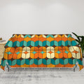 Retro Style Couch Cover, Mid Century Modern Geometric Orange, Teal Blanket Couch Cover