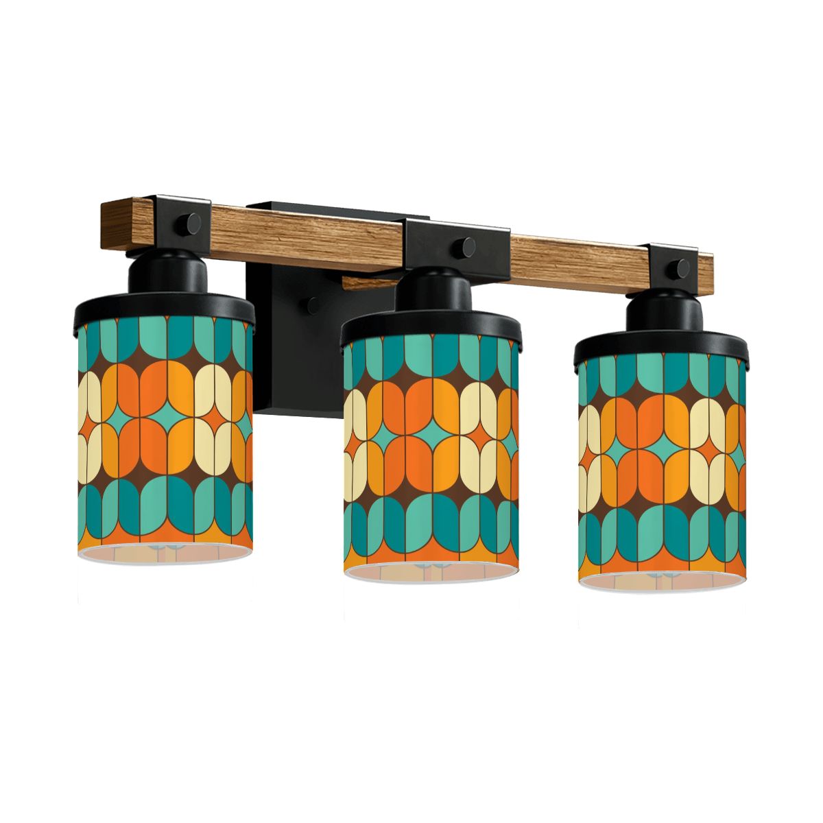 Mid Centruy Modern Geometric Teal Orange, Vanity Light Fixture - Mid Century Modern Gal