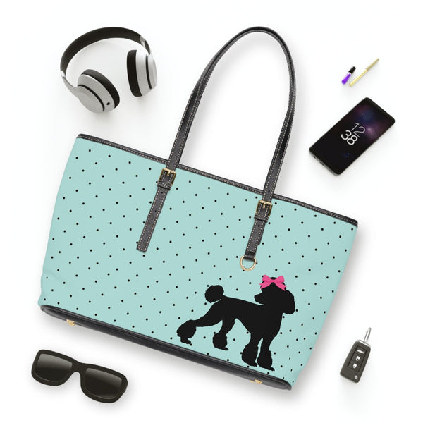 Mid Mod, Aqua Blue, Polka Dot, 50's Style, Poodle Shoulder Bag