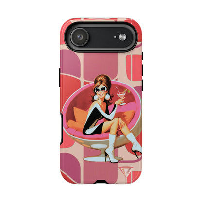 Mid Mod 60s Mod Gal, Kick Back Enjoy, Retro Chic Phone Case with Cocktail Design