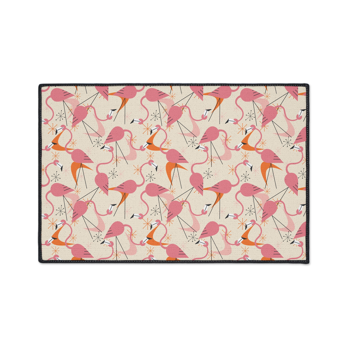 Mid Century Modern Dancing Kitschy Quirky Flamingos Print Heavy Duty Floor Mat - Vibrant Indoor/Outdoor Rug for Home Décor - Mid Century Modern Gal