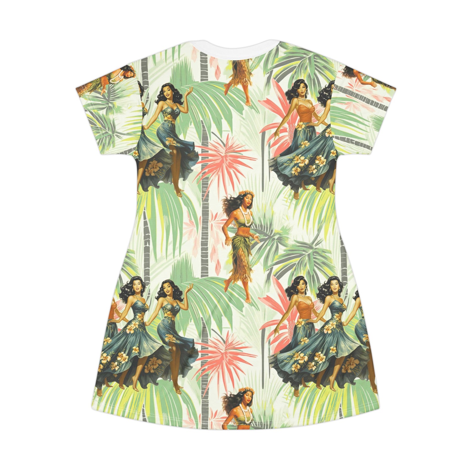 Retro Tiki Hawaiin Gal, Mid Mod T-Shirt Dress - Mid Century Modern Gal