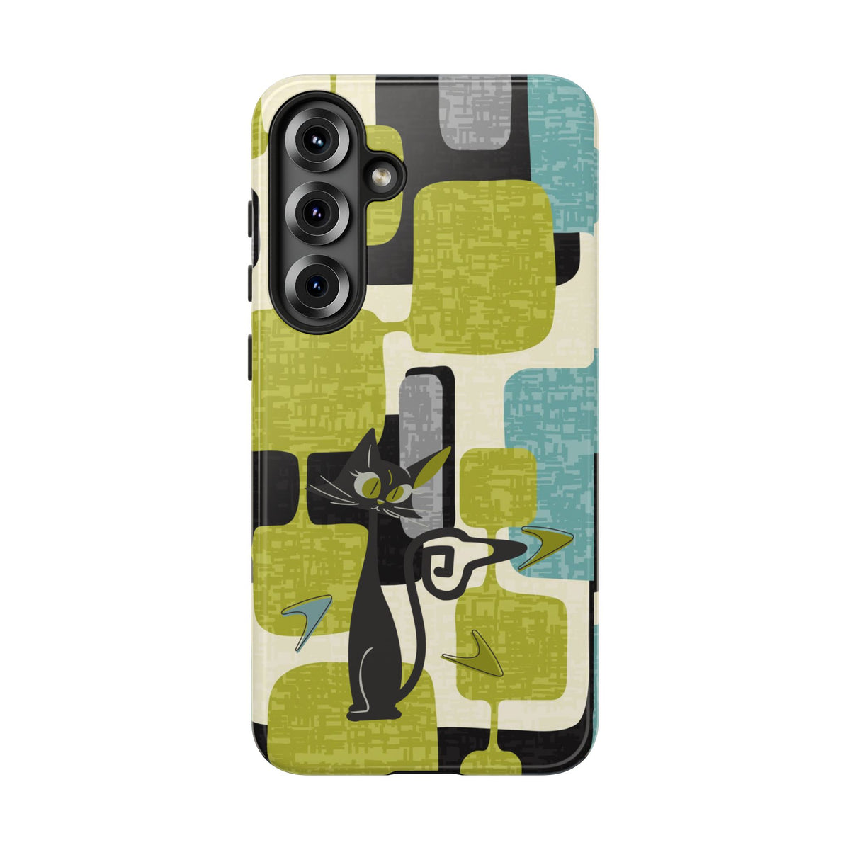 Mid Century Modern Geometric Kitschy Cat, Boomerang Retro Smart Phone Tough Cases