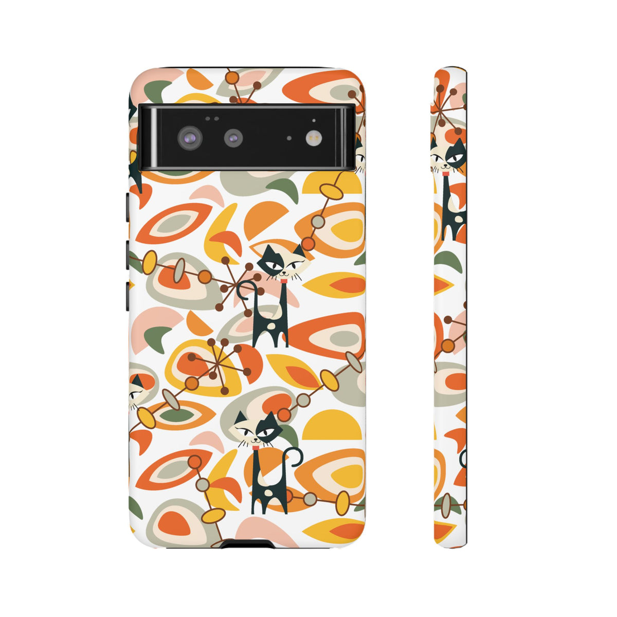 Atomic Cat Mid Mod Orange, Yellow, Groovy Cat Smart Phone Tough Cases