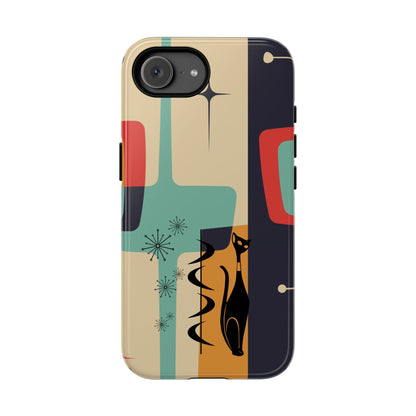 Mid Century Modern, Geometric, Atomic Cat Groovy Smart Phones Tough Phone Cases