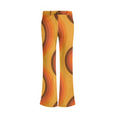 70s Hippie Bell Bottom Groovy Orange, Brown, Yellow Modern Flaired Bottom Pants - Mid Century Modern Gal