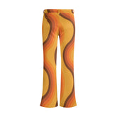 70s Hippie Bell Bottom Groovy Orange, Brown, Yellow Modern Flaired Bottom Pants - Mid Century Modern Gal