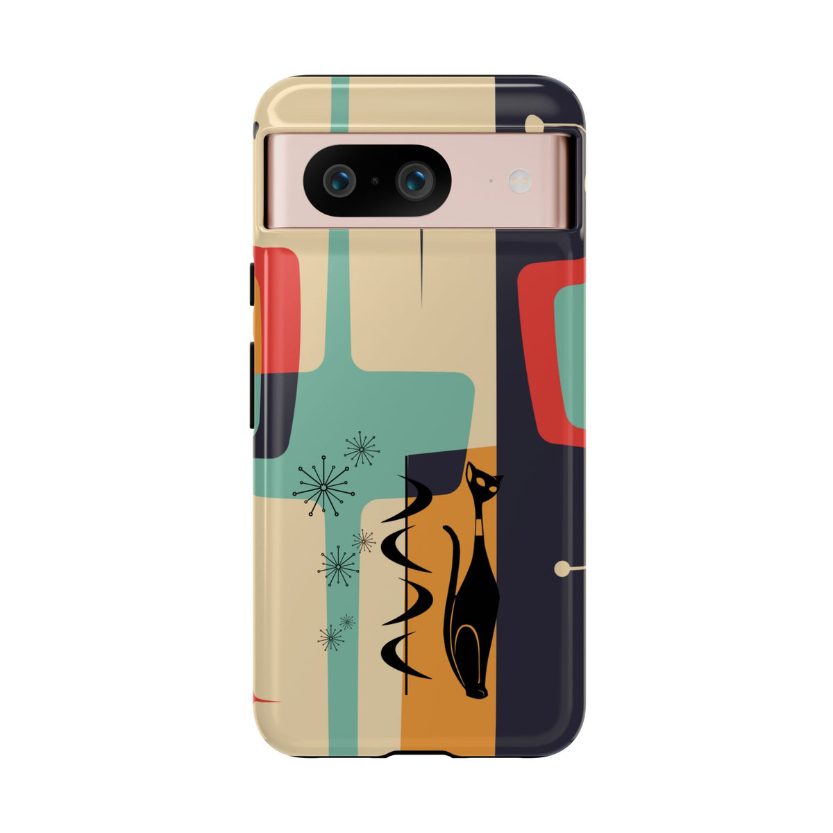 Mid Century Modern, Geometric, Atomic Cat Groovy Smart Phones Tough Phone Cases