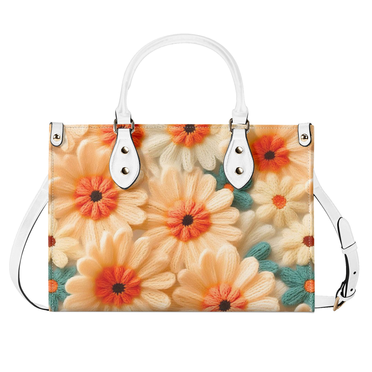 70s Daisy, Faux Crocheted, Mid Mod Shoulder, Retro Handbag - Mid Century Modern Gal