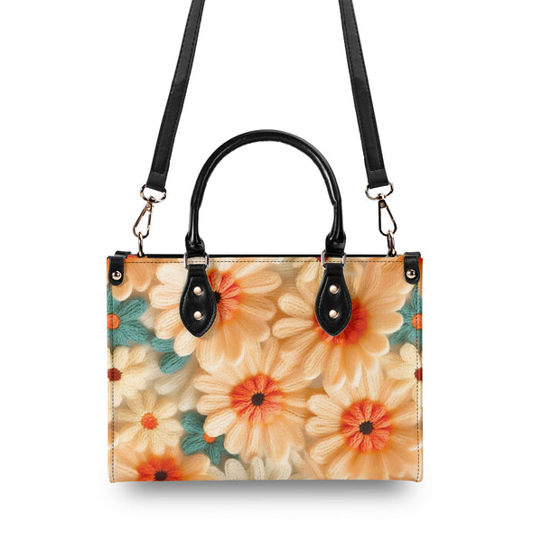 70s Daisy, Faux Crocheted, Mid Mod Shoulder, Retro Handbag