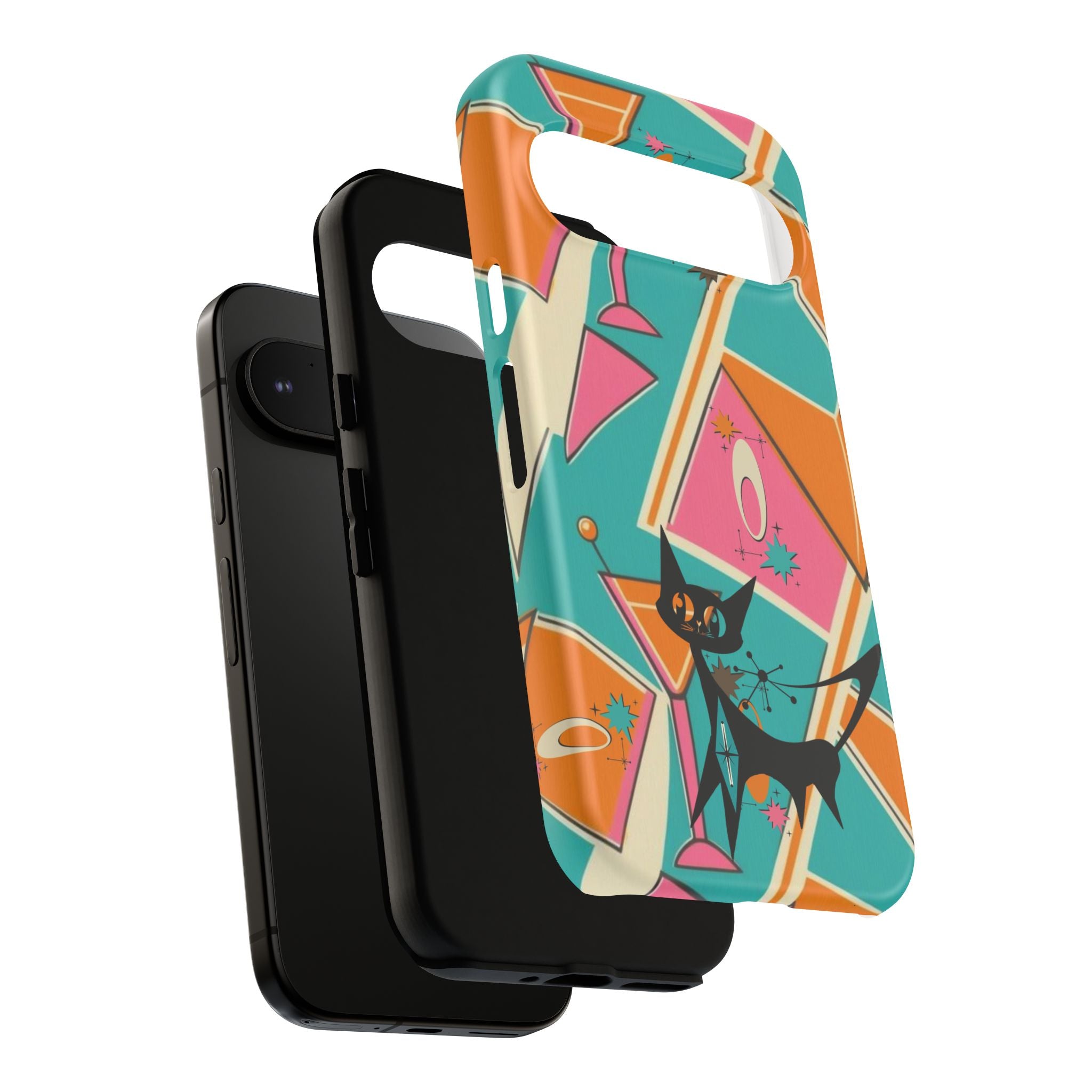 Atomic Cat Mid Mod Retro Cat Phone Case - Tough Cases for Stylish Cat Lovers