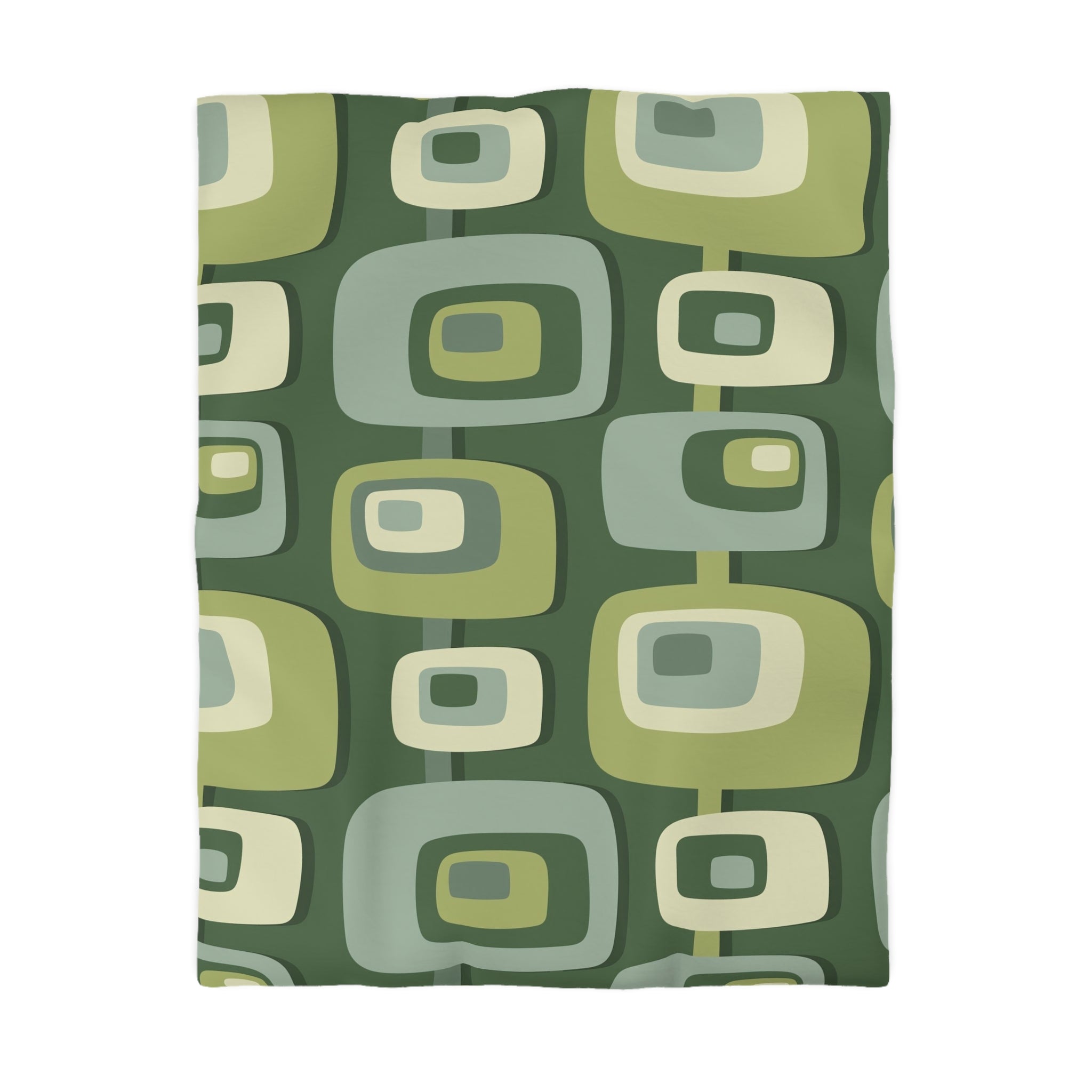 Mid Century Modern, Geometric, Groovy Green, Beige, Abstract, 60s 70s Retro, Mid Mod, MCM Duvet Cover - Mid Century Modern Gal