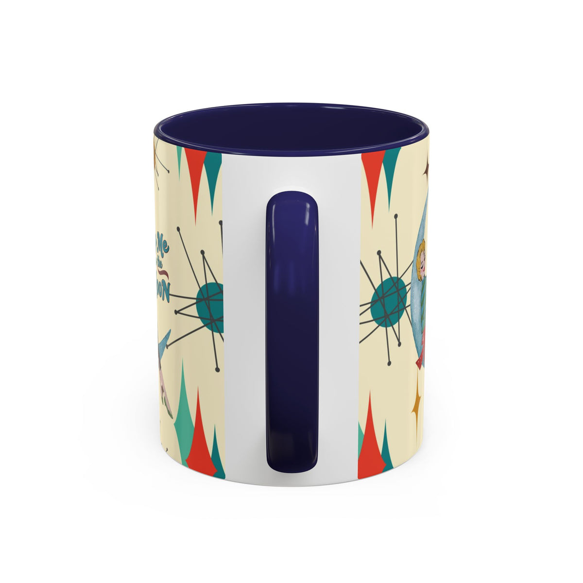 Mid Century Modern Retro Christmas Mug,  'Fly Me to the Moon' Accent Coffee Mug - Vintage Vibe for Coffee Lovers - Mid Century Modern Gal