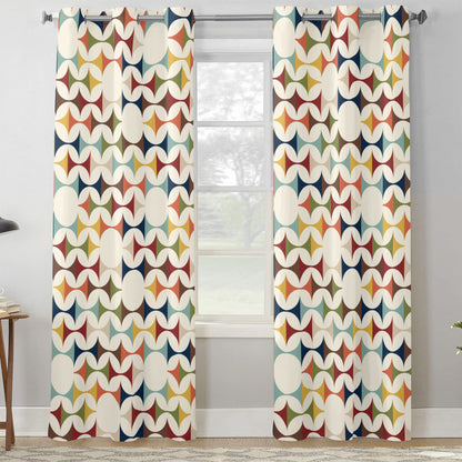 Mid Century Modern Scandinavian Designed Grommet Two Panel Window Treatments