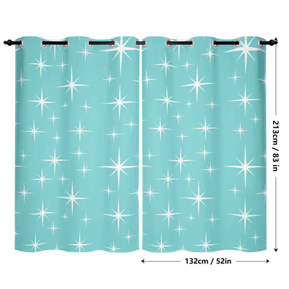 Atomic 50s Mid Century Modern Aqua Curtains With Grommets