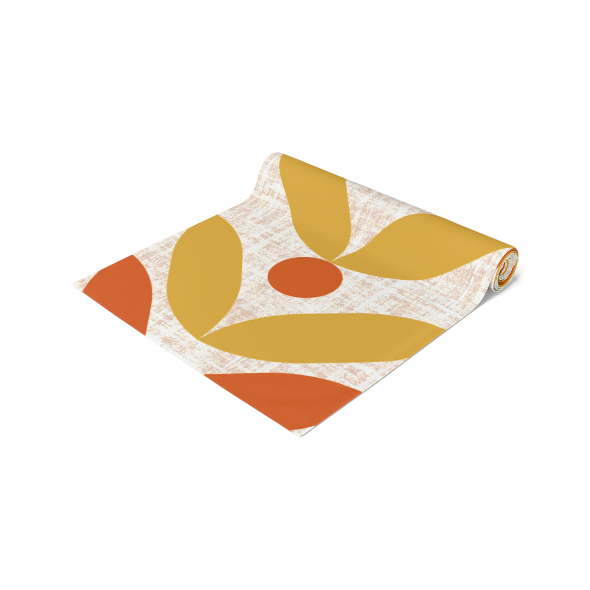 Mid Mod Scandinavian Flower, Orange Yellow Retro Table Runner - Mid Century Modern Gal