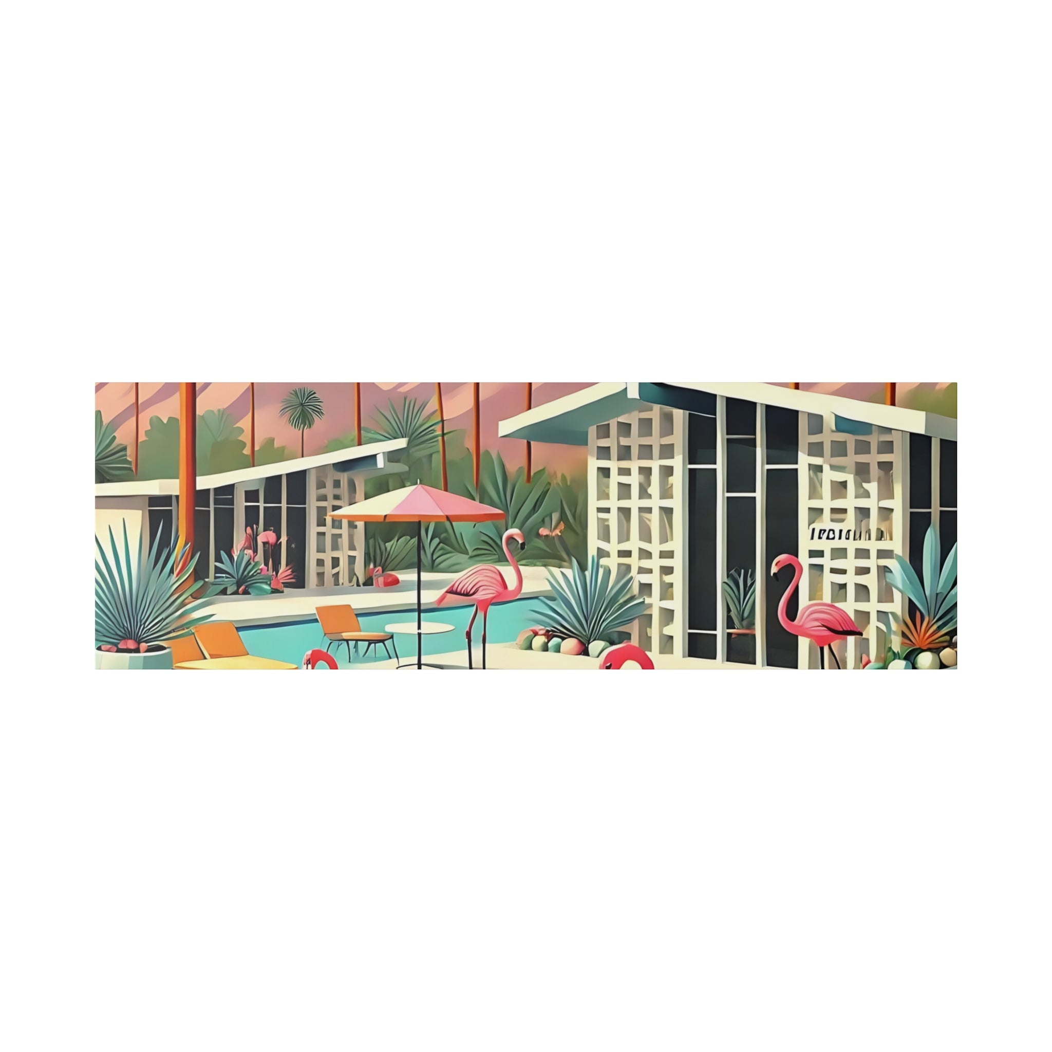 50s Mid Century Modern Wall Art, Palm Springs Flamingo Breeze Block MCM Art