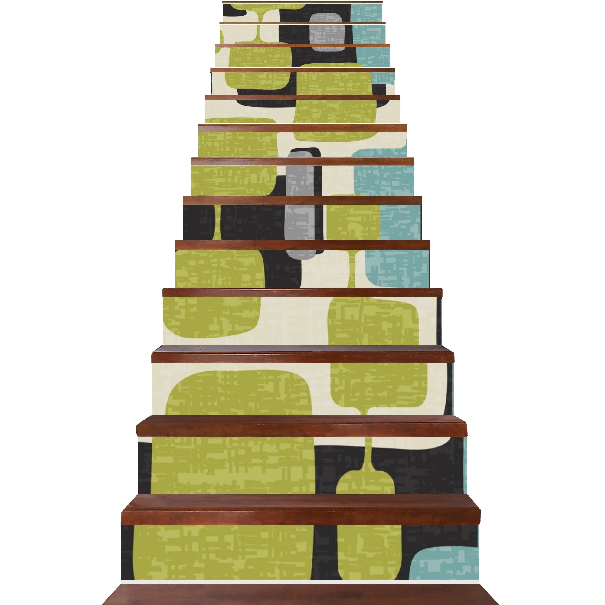 Mid Century Modern Geometric Green, Black Gray, Aqua Mod Removeable ...