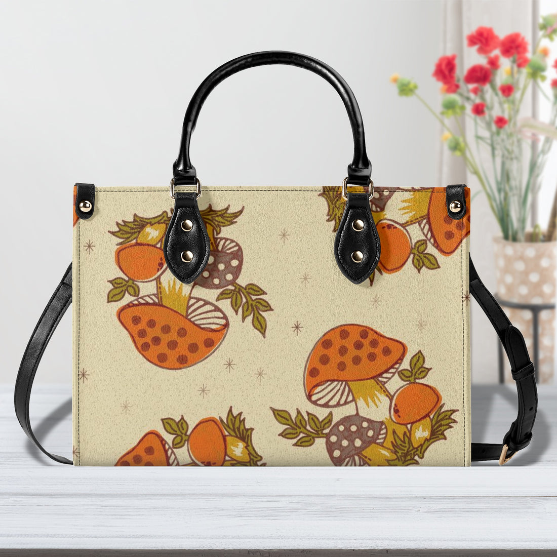 Vintage 70s Merry Mushroom Handbag, Groovy Cottagecore, Retro Hipster Bag - Mid Century Modern Gal