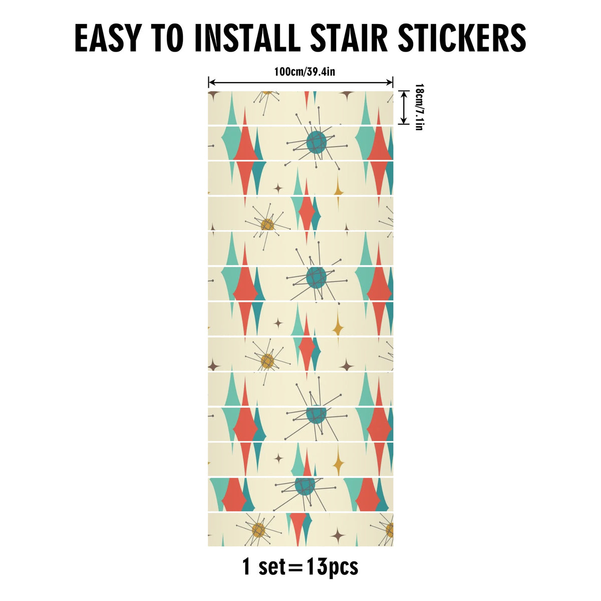 Mid Century Modern Atomic Franciscan MCM 13Pcs Stairs Stickers - Mid Century Modern Gal
