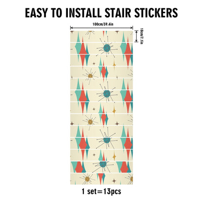 Mid Century Modern Atomic Franciscan MCM 13Pcs Stairs Stickers