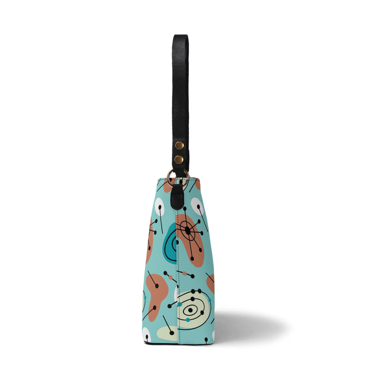 Mid Century Modern Atomic Ameoba Bucket Shoulder Bag - Mid Century Modern Gal