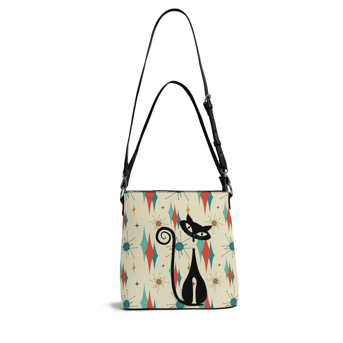 Mid Century Modern Atomic Cat Franciscan Starburst Mid Mod Bucket Bag - Mid Century Modern Gal