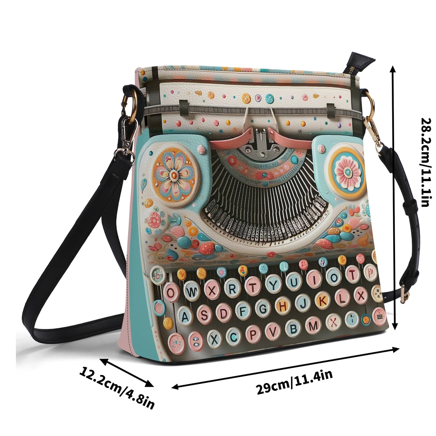 Retro Typewriter Bucket Bag, Shoulder Bag, Kitschy Quirky Fun Womens Handbags