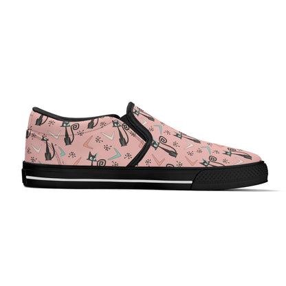 Atomic Kittie Kitschy Cat, Mid Mod Womens  Slip On Loafer Shoes