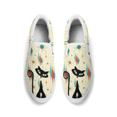 Atomic Cat Mid Mod Franciscan Pattern Kitschy Kicks, WomensSlip On Shoes - Mid Century Modern Gal