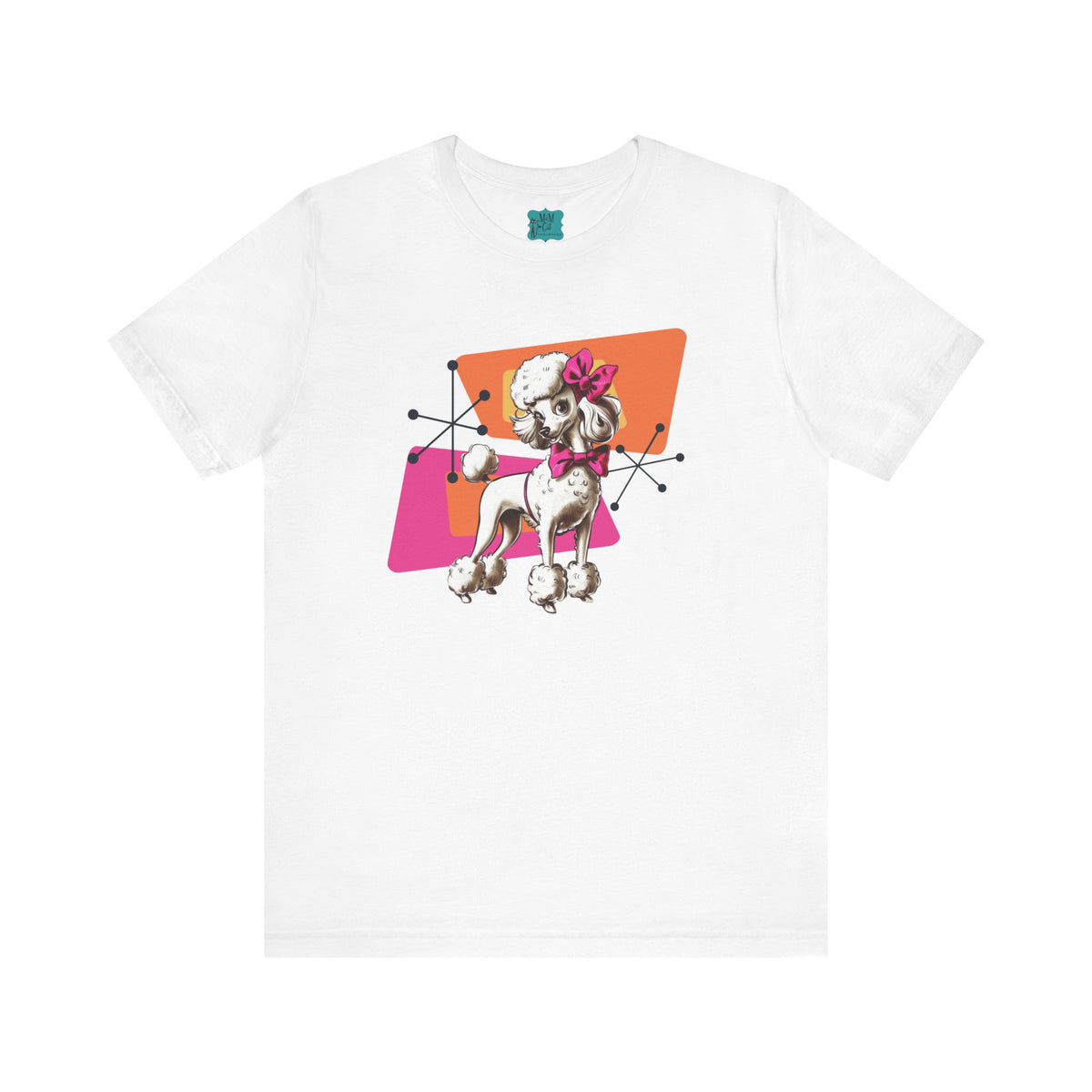 50s Poodle Kitschy Playful Kitschy Mod- Fun Unisex Jersey Short Sleeve T-Shirt - Mid Century Modern Gal