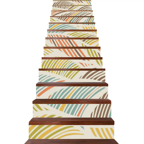 Mid Mod Retro Polynesian Designed Peel And Stick 13Pcs Stairs Stickers