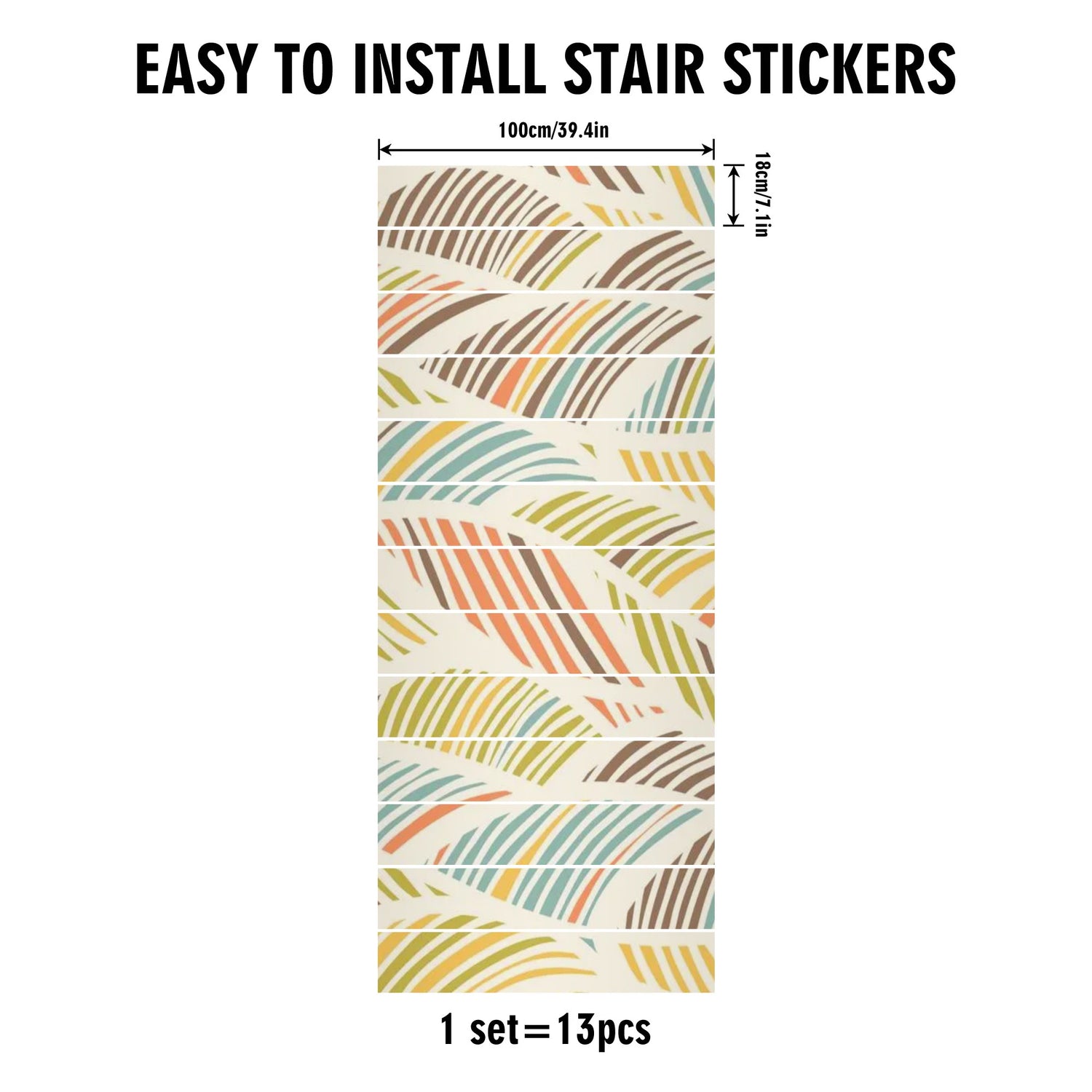 Mid Mod Retro Polynesian Designed Peel And Stick 13Pcs Stairs Stickers