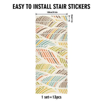 Mid Mod Retro Polynesian Designed Peel And Stick 13Pcs Stairs Stickers