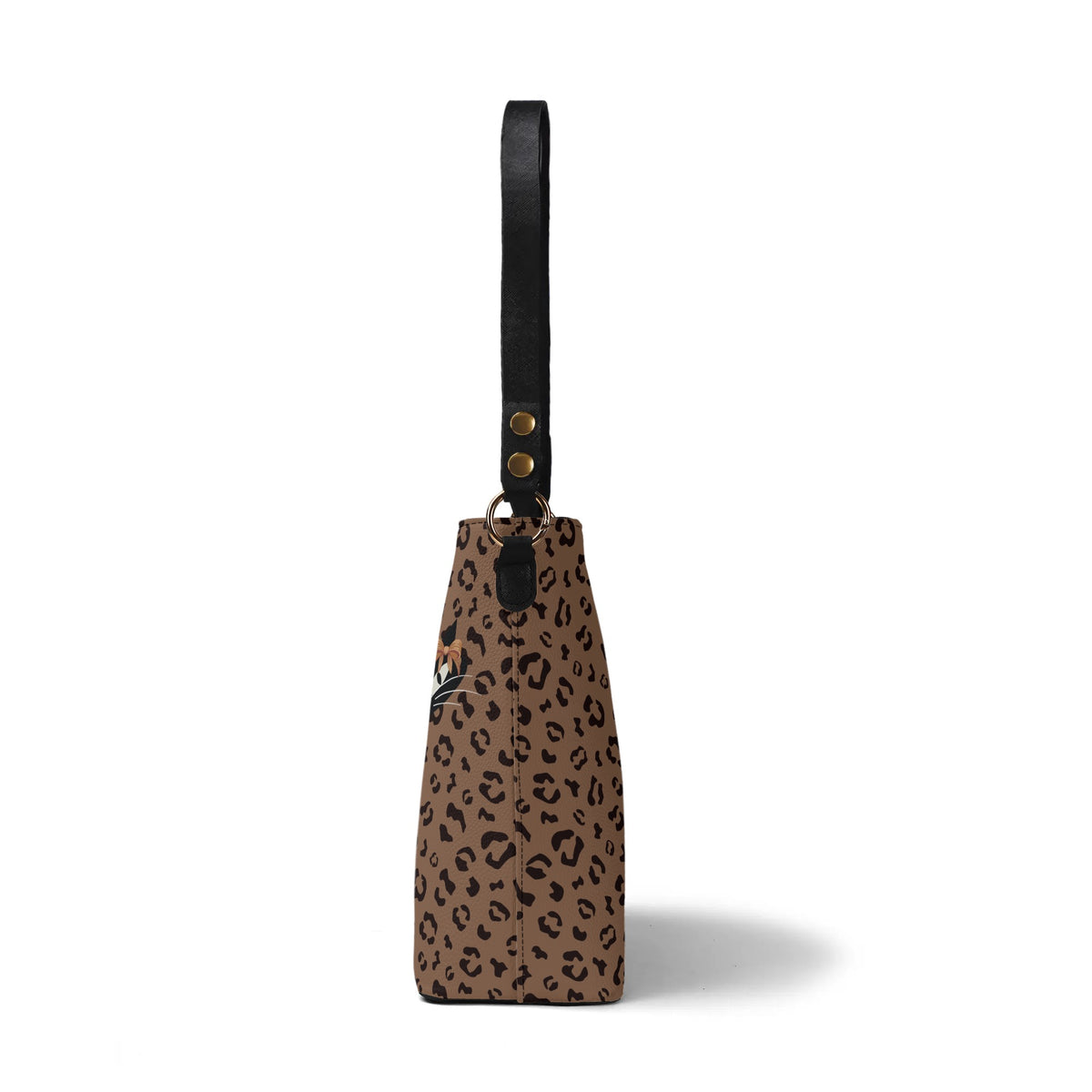 Jungle Print Atomic Cat, Kitschy Retro Mod Bucket Bag - Mid Century Modern Gal