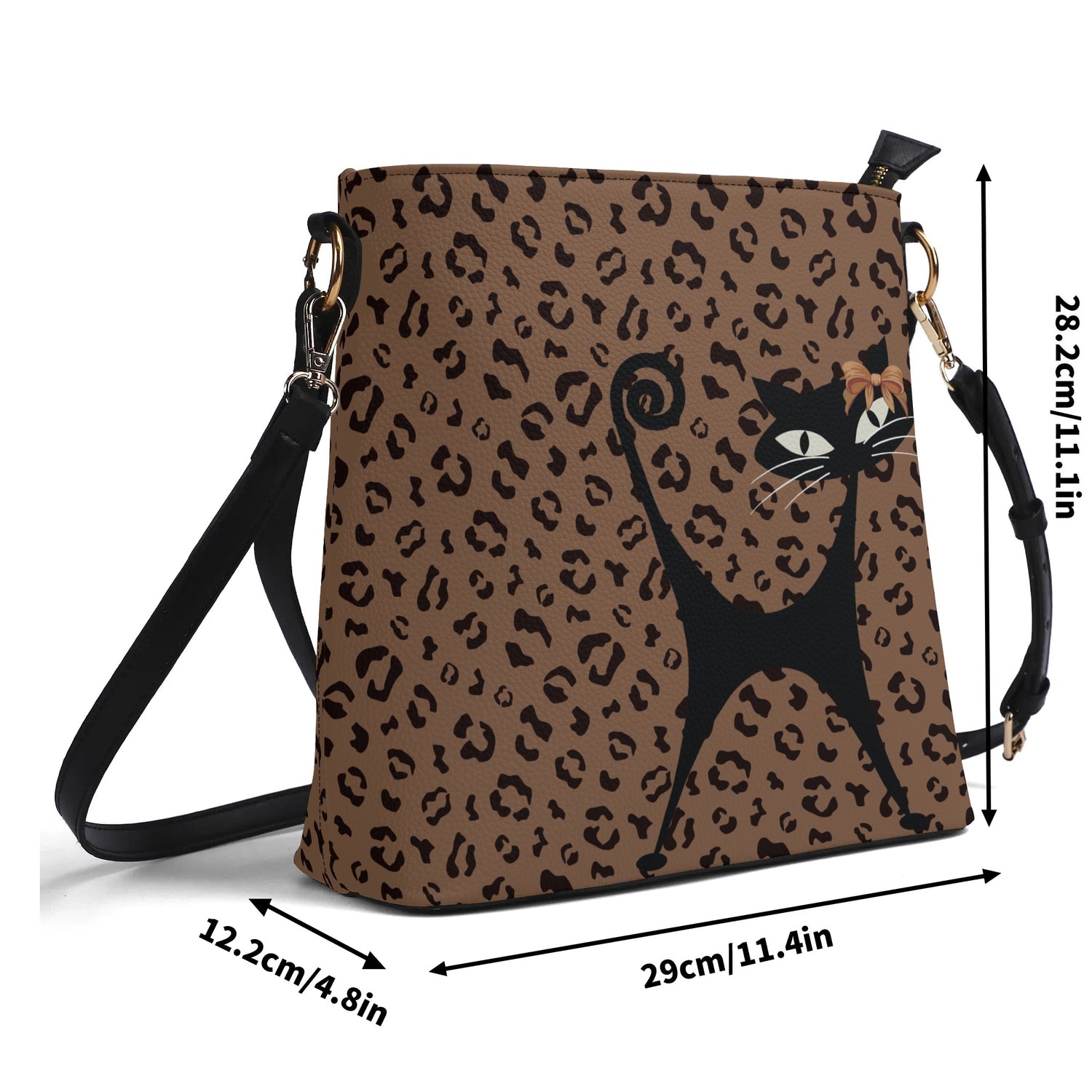Jungle Print Atomic Cat, Kitschy Retro Mod Bucket Bag