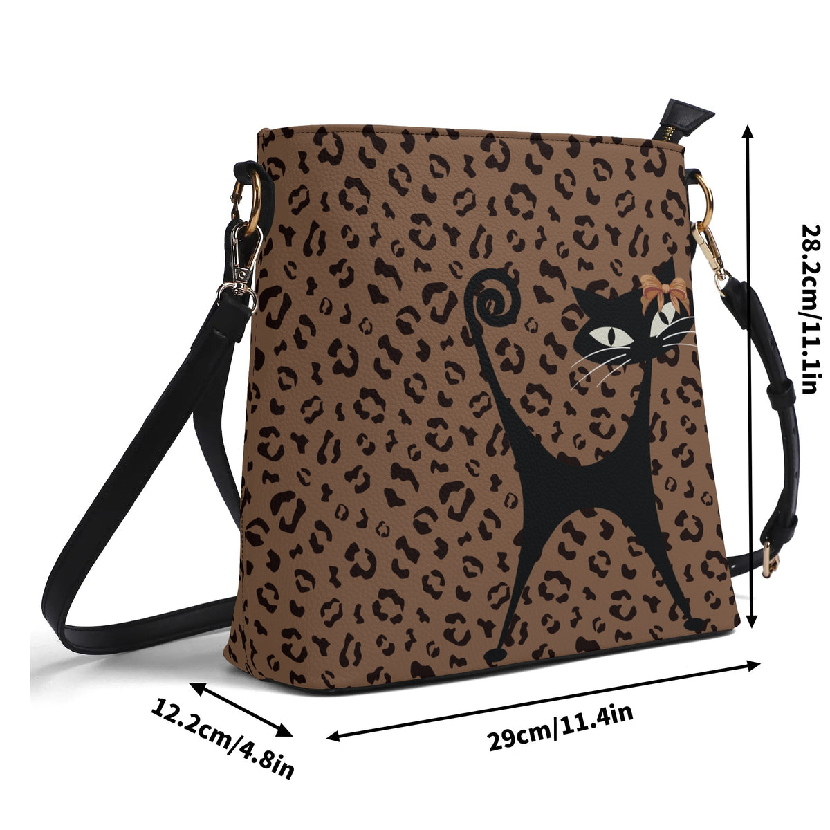 Jungle Print Atomic Cat, Kitschy Retro Mod Bucket Bag - Mid Century Modern Gal
