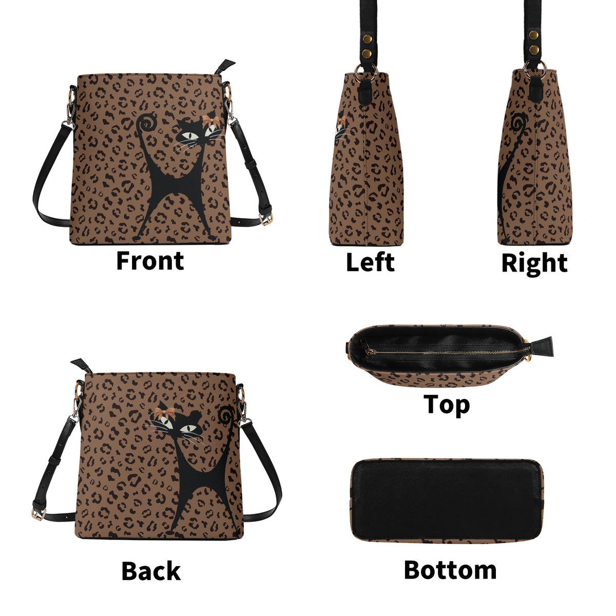 Jungle Print Atomic Cat, Kitschy Retro Mod Bucket Bag - Mid Century Modern Gal